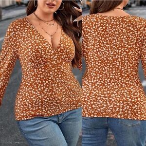 Floral V-Neck Long Sleeve Top